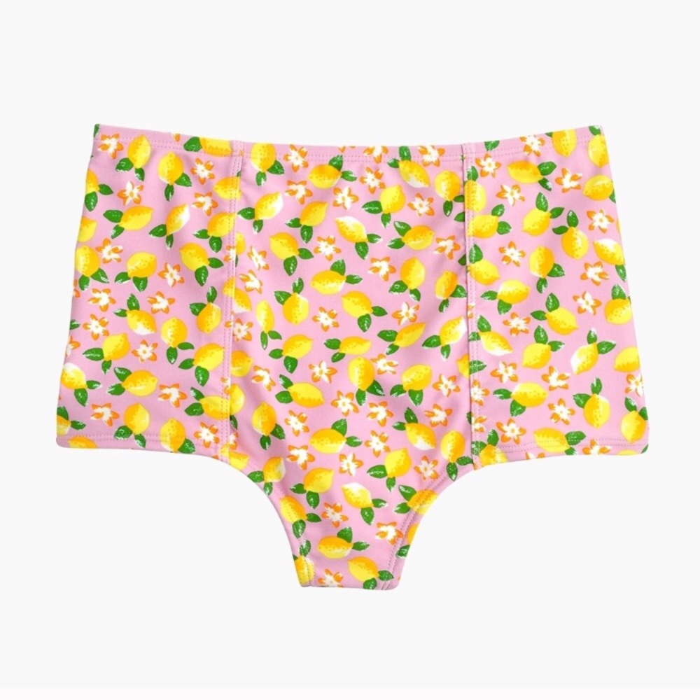 J.Crew lemon print high waisted swim set.